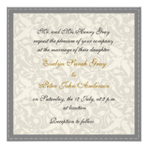 Mariage vintage de brocard blanc de damassé cartons d'invitation