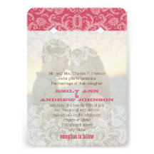 Mariage vintage rose et en ivoire de votre photo d invitations personnalisées