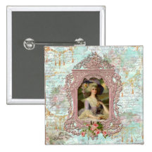 Marie Antoinette dans le cadre rose Badge Avec Épingle