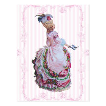 Marie Antoinette en cartes postales roses d'invita