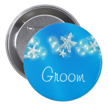Marié blanc bleu de plage nuptiale badge