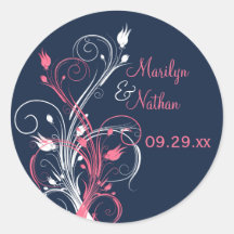 Marine 1,5" floral blanc rose autocollant de maria