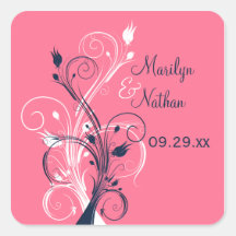 Marine 1,5" floral blanc rose autocollant de maria