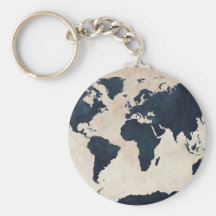Marine affligée de carte du monde porte-clés