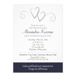Marine de deux coeurs et invitation nuptiale argen invitations