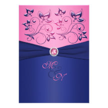 Marine et invitation décorée d'un monogramme flora