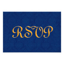 Marine et or RSVP mariage damassé R204A Carton D'invitation
