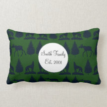 Marine verte rustique d'orignaux de pins sauvages  coussin