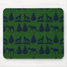 Marine verte rustique d'orignaux de pins sauvages  tapis de souris