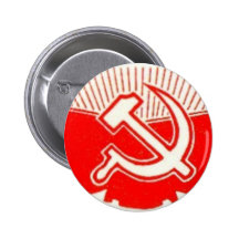 Marteau, faucille, et drapeaux rouges badges