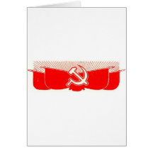 Marteau, faucille, et drapeaux rouges carte