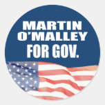 MARTIN O'MALLEY POUR LE GOUVERNEUR AUTOCOLLANTS RONDS