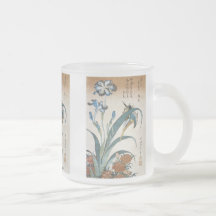 Martin-pêcheur avec des iris, Hokusai, 1834, tasse