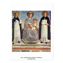 Mary et les saints Dominique et Thomas Carte Postale