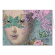 Mascarade de Marie Antoinette de mardi gras Cartes De Vœux