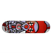 Mascotte de clown planches à roulettes customisées