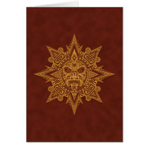 Masque aztèque de Sun - rouge d'or Cartes