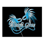 Masque bleu de mardi gras cartes postales
