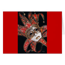 Masque cramoisi de Carnivale Cartes De Vœux