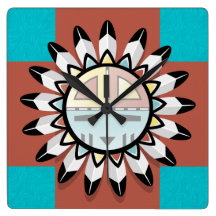 Masque de Hopi d'art abstrait de Natif américain Horloges