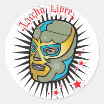 Masque de lutte mexicain de Lucha Libre Autocollants Ronds