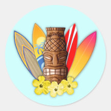 Masque et planches de surf de Tiki Autocollant