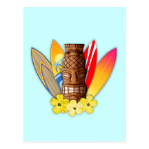 Masque et planches de surf de Tiki Carte Postale
