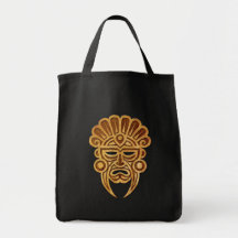 Masque maya en pierre sacs fourre-tout
