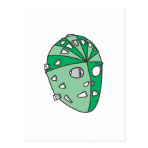 Masque vert de gardien de but carte postale