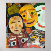 Masques coréens traditionnels affiches