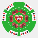 MATRICES ET JETON DE POKER DE QUINTE ROYALE AUTOCOLLANT ROND