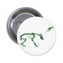 Mauvais squelette de rayon X de chien en vert Badge Avec Épingle