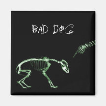 Mauvais squelette de rayon X de chien en vert Magnets Pour Réfrigérateur