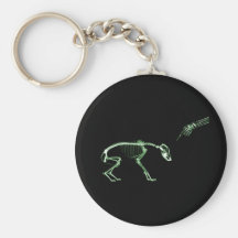 Mauvais squelette de rayon X de chien en vert Porte-clefs
