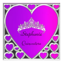 Mauve de fête d'anniversaire de Quinceañera Faire-part Personnalisé