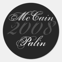 McCain, 2008, Palin Autocollant Rond