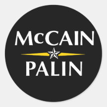 MCCAIN PALIN 2008 AUTOCOLLANT ROND