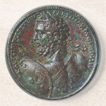 MÉDAILLON EN BRONZE ROMAIN ANTIQUE DESSOUS DE VERRE