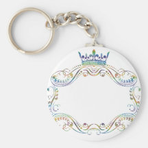 Médaillon fleuri de cadre avec la couronne porte-clef