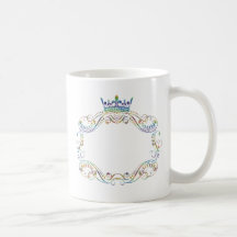 Médaillon fleuri de cadre avec la couronne mugs à café