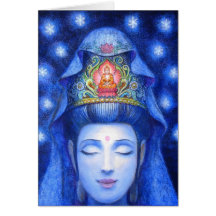 Méditation de minuit Kuan Yin de zen Cartes De Vœux