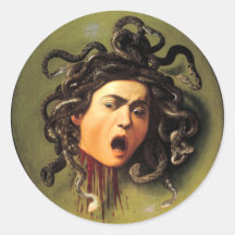 Méduse, Caravaggio Autocollant Rond