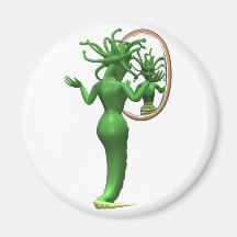 Méduse et miroir magnets pour réfrigérateur
