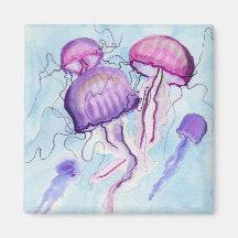 Méduses d'aquarelle aimant