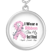 Meilleur ami - ruban rose de cancer du sein pendentif