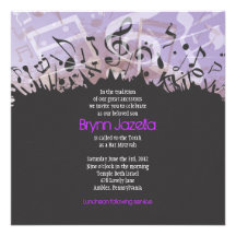 MÉLODIE de l'invitation de bat mitzvah de barre de