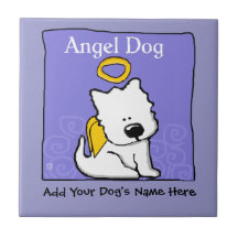 Mémorial doux d'ange de chien de Westie Carreau En Céramique