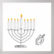 Menorah et Dreidel Affiche