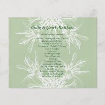 Menthe et programme floral blanc de mariage prospectus personnalisés