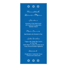 Menu bleu de dîner de motif de Hanoukka Faire-parts